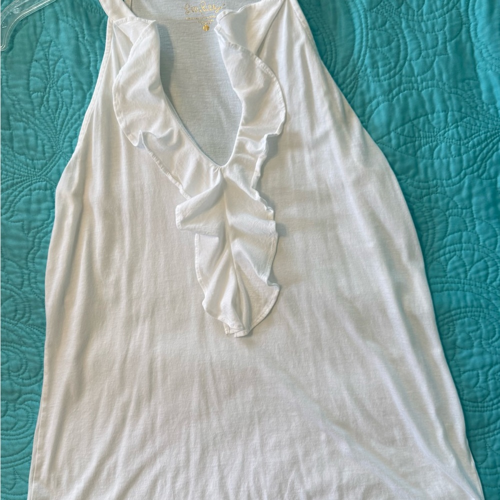 EUC Lilly Pulitzer white Ruffled Top